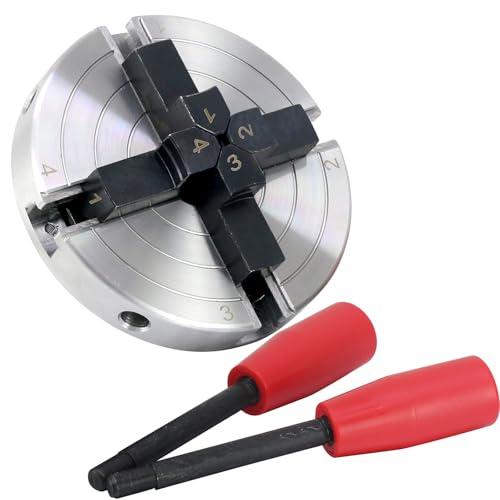 Image of PNBO 4" 4-Jaws Self-Centering Lathe Chuck, 1"x8TPI Thread, Carbon Steel, Compatible with Lathe, Includes 1*Wood Lathe Chuck