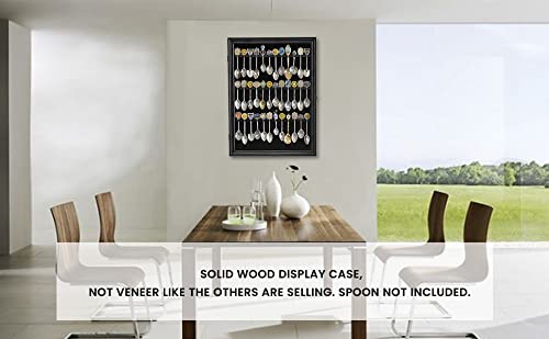 36 Souvenir Tea Spoon Solid Wood Display Case Rack Cabinet with Glass Door Walnut Finish