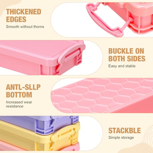 Image of Gueevin Large Capacity Plastic Pencil Box Clear Plastic Pencil Case Crayon Box with Snap Tight Lid Watercolor Pen Storage Brush Organizer Drawing Tools Container (Macaron Colors,12 Pcs)