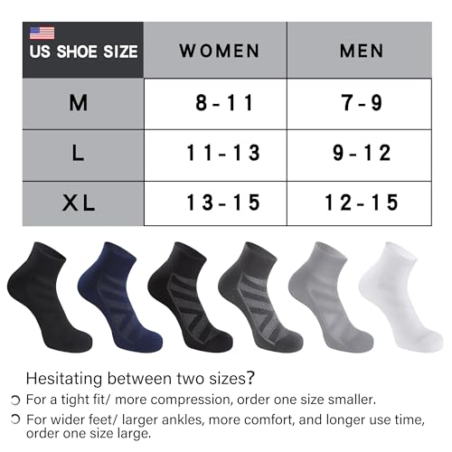 6 Pack Athletic Socks with Cushion Compression Running Ankle Socks for Men and Women2