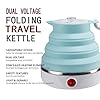 Travel Foldable Electric Kettle, Collapsible Electric Kettle Food Grade Silicone Small Pot Boiling water,Dual Voltage（600ml,110-220V US Plug） (Blue) #2