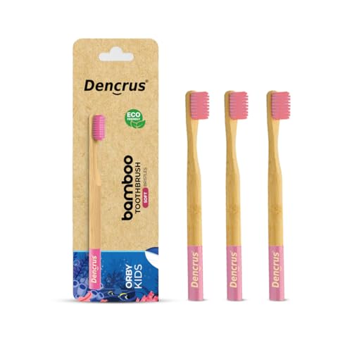 Image of Orby Kids Bamboo Toothbrush for Kids (Pack of 3) | Natural & Eco Friendly Oral Care | Soft Bristles Toothbrush for Toddler & Kid Dental Care | Organic Bamboo Handle - Pink
