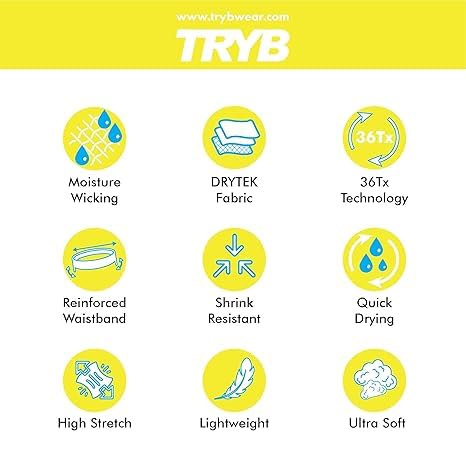 Image of TRYB Sports Underwear for Men | Stretchable Active Square Cut Trunks for Running & Gym Workout | Quick Dry, Breathable, Moisture Wicking & Anti Chafing | Sports Innerwear Boxers