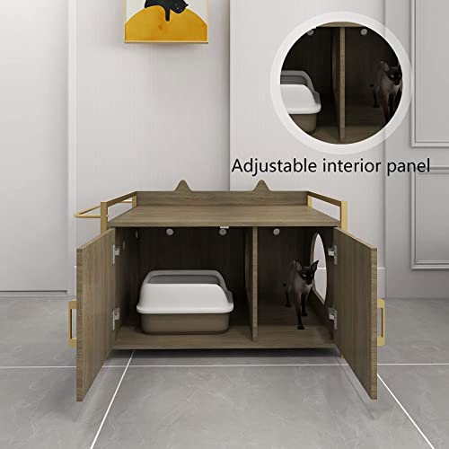 Senich Cat Litter Box Enclosure/Litter Box Furniture/Washroom Bench Cabinet/Decorative Wooden Pet House with Table/Easy… - Image 3