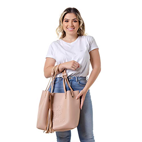 Bolsa Feminino Saco Lisboa Alice Monteiro Cor:Bege