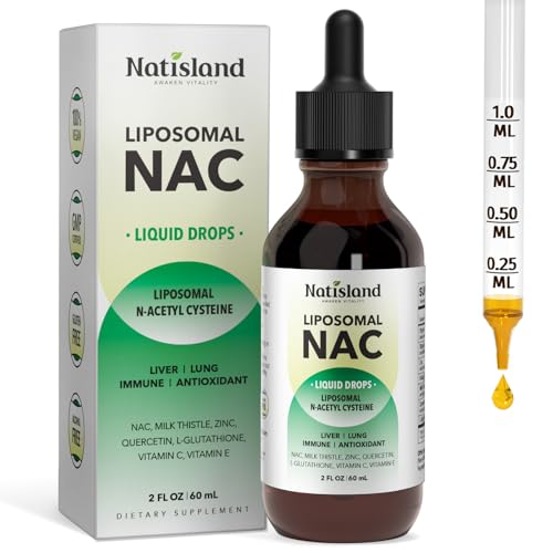 Image of Liposomal Liquid NAC Drops, NAC Supplement N-Acetyl Cysteine, NAC 600 mg with Milk Thistle & Quercetin for Adults & Kids, Liver & Lung, Immune & Antioxidant Support, Skin & Cellular Health, 2 Fl Oz