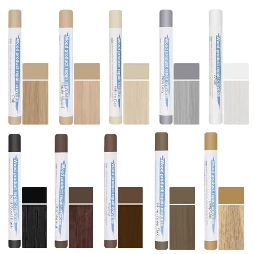 Zpeiran Kit de Réparation Stratifié,10 pièces Kit Réparation Parquet et Bois,Crayons Cire Réparation Meubles et Stylos Retouche,Bâton de Remplissage pour Rayures Trous sur Plans de Travail,Sols – vue 7