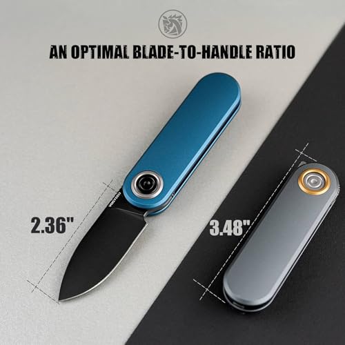 Image of Vosteed Corgi V Pocket Knife - 2.36 inch 14C28N Black Stonewash Blade - Patented Vanchor Lock, Blue Aluminum Handle - EDC Knife Fishing Folding Knife - A3704