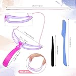 Honoson 8 Pieces Eyebrow Stencil 8 Styles Eyebrow Template Reusable DIY Grooming Shaping Kit Washable Brow Template with Handle Stainless Steel Tweezers and Foldable Razor (Chic Style) - Image 2