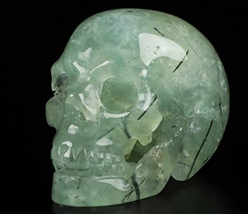 Skullis 2.0" Prehnite Crystal Skull, Hand Carved0 Gemstone Fine Art Sculpture, Reiki Healing Stone Statue.1394 #TOP2