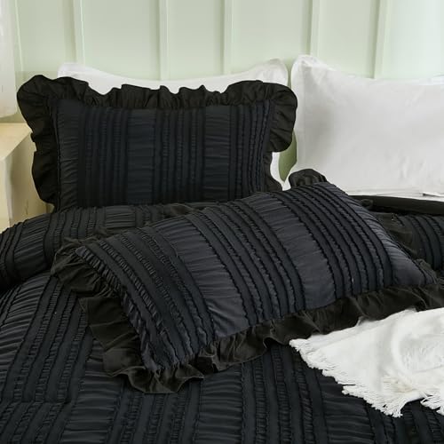 Edredón king negro antiproblemas de planchado estilo chic 6