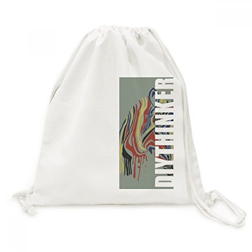 Sac zèbre coloré en toile style graffiti - Sac à dos à cordon léger pour voyage