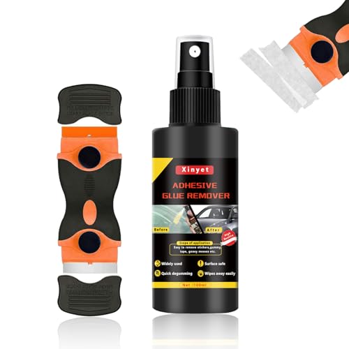 Xinyet 100ml Rimuovi Colla, Spray Rimuovi Etichette, Rimuovi Colla Adesivi,Rimuove Rapidamente Etichette Ostinate e Residui di Colla da Tutte Le Superfici, Dotato di Raschietto