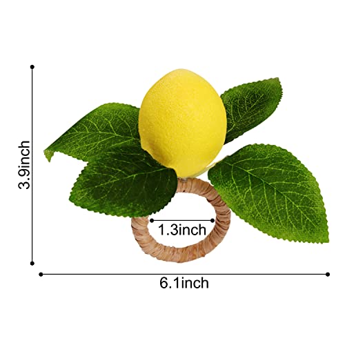 Mlurcu Lemon Napkin Rings Set Of 6, Faux Lemon Summer Farmhouse Napkin Ring Holder For Dining Table Decor Banquet Wedding Birthday Thanksgiving Christmas Easter Holiday Table Decorations #TOP1