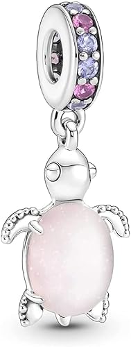 PHCLASY Pink Sea Turtle Charms Abalorios Colgante Cuentas Plata Ley 925 Compatible Europeo Pulsera Collar, Abalorios para mujer
