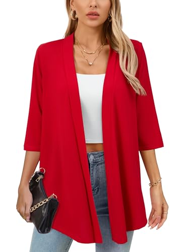 Image of Women's Lightweight Open Front Cardigans Casual Soft Drape Spring Summer Fall Cardigan S-3XL