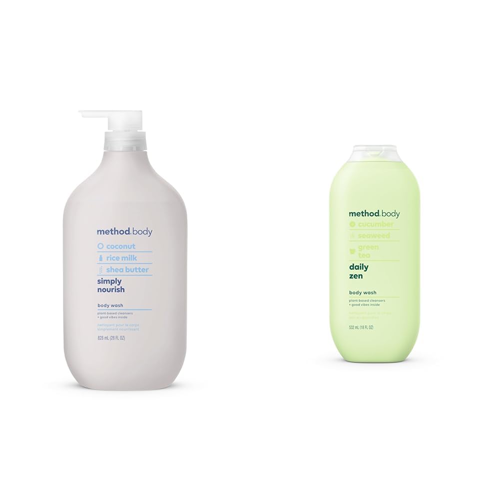Method Body Wash Simply Nourish 28 oz and Daily Zen 18 oz Paraben & Phthalate Free Biodegradable