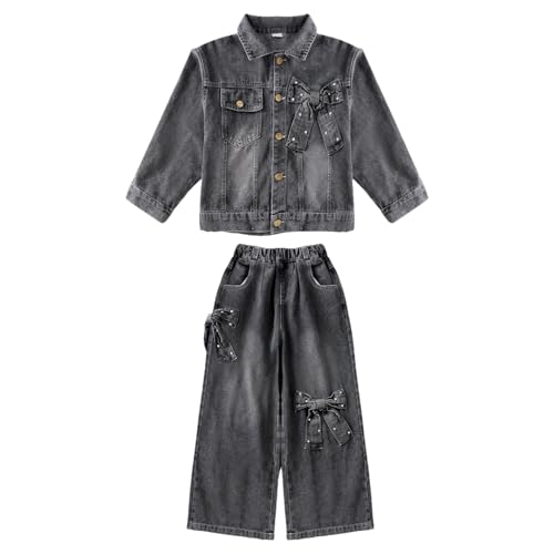 Veste en Jean Fille amropi et Pantalon Large Ensemble Denim 3-12 Ans