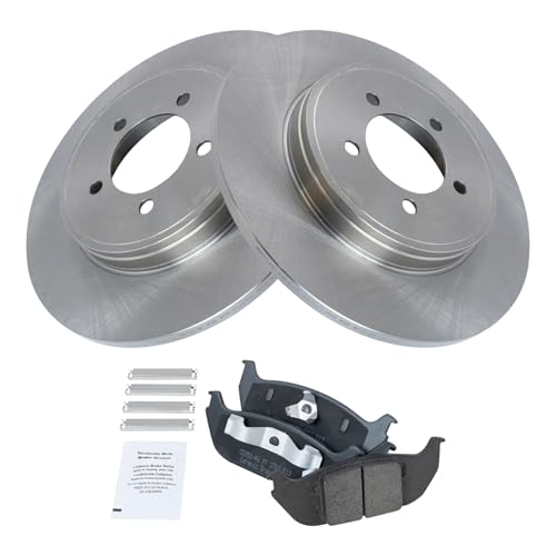 Image of TRQ Rear Brake Pad and Rotor Set Ceramic Compatible with 2003-2005 Lincoln Aviator