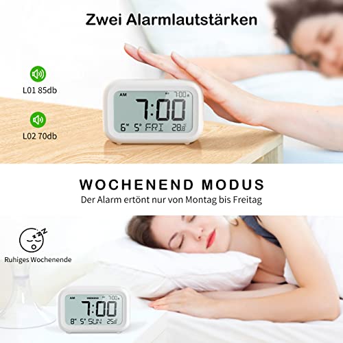 DOOMAY-Digital-Wecker-Nachttisch-Batteriebetriebene-Uhr-mit-LCD-Display-Volumen-einstellbar-Snooze-und-Wochenendmodus-fuer-Schlafzimmer-Schreibtisch-Reisen