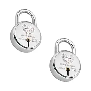 Harrison 643 J Supreme Round 65mm BCP Padlock with 6 Lever (Pack of 2), Silver