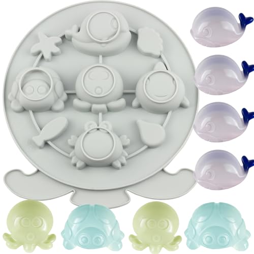 YIMINGMOLD 9 Cavity Marine Animals Silicone Candy Molds Octopus Whale