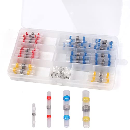 120pcs Conectores de cables electricos solder seal, Conectores Termocontraibles Impermeable Soldadura Conectores Kit para Inicio, Motos, Coches