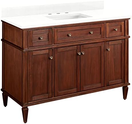 Signature Hardware 464851 Elmdale 48" Free Standing Single Vanity Set with Mahogany Cabinet, Vanity Top, and Rectangular Undermount Vitreous China Sink - 8" Faucet Holes