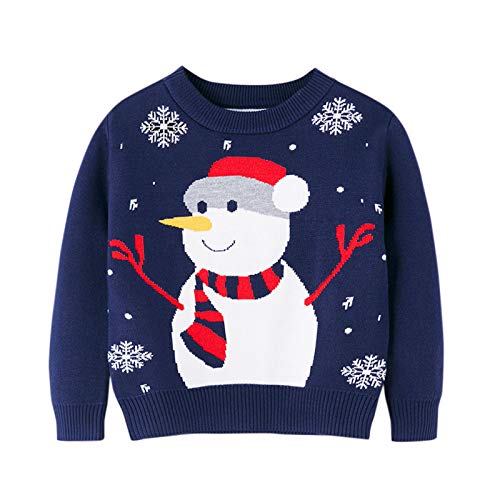 Girls Boys Christmas Sweater Toddler Baby Snowman Long Sleeve Crewneck Pullover Trendy Knitwear Children Sweaters