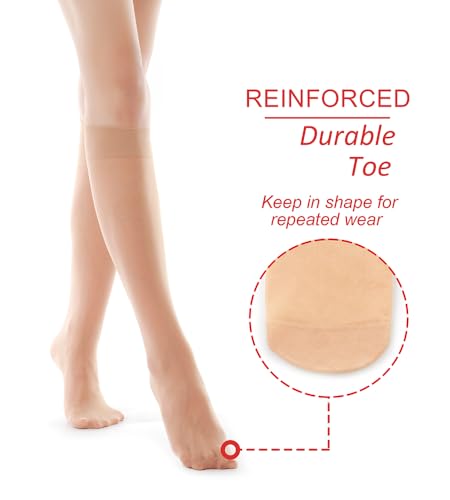 G&Y 12 Pairs Women's Sheer Knee High - 15D Nylon Stockings with Reinforced Toe2