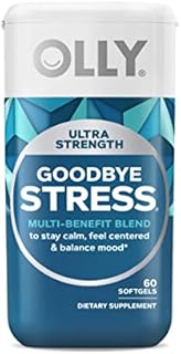 OLLY Ultra Strength Goodbye Stress Softgels, GABA, Ashwagandha, L-Theanine and Lemon Balm, Stress Relief Supplement - 60 Count