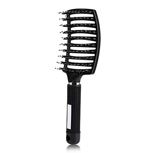 Hairbrush & Scalp Massage Comb – Nylon for Detangling & Straightening, Hairdressing Styling Tool for Salon & Home Use (Black)