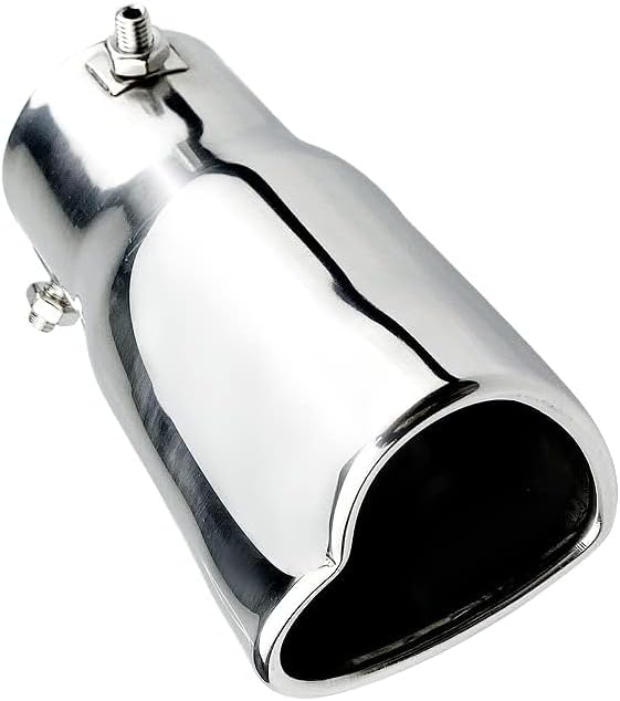 Car Exhaust Tip 2.5 inch Inlet, Universal Car Exhaust Pipe Modification Tail Throat Tail Pipe Stainless Steel Muffler Tip, Adjustable Heart Shaped Car Thickened Pipe (Straight,Silver)