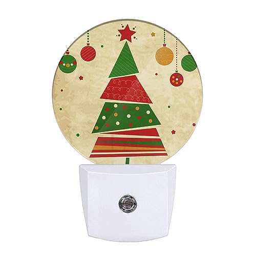 Image of Plug in Night Light Colorful Christmas and New Year Tree Gifts Nightlights Auto On /Off Dusk to Dawn Plug-in Nightlights for Home Bedroom Living Room Bathroom, LEDLAMP3007