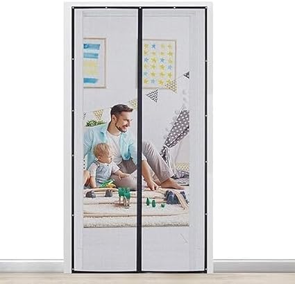 Image of Magic Mesh Magnetic Mosquito Screen Door Net | Curtain with Magnets | Reinforced Polyester Mesh | Curtain Back Door Mesh with Full Frame Hook & Loop