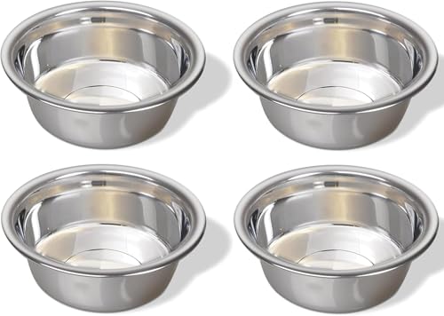 4 Pack - 6.75 Cup (1.6 Liter) Stainless Steel Dog Bowls &ndash; Metal Dog Food Bowls, Dog Water Bowls...