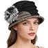 Womens Wool Dress Church Cloche Hat Bucket Winter Floral Hat