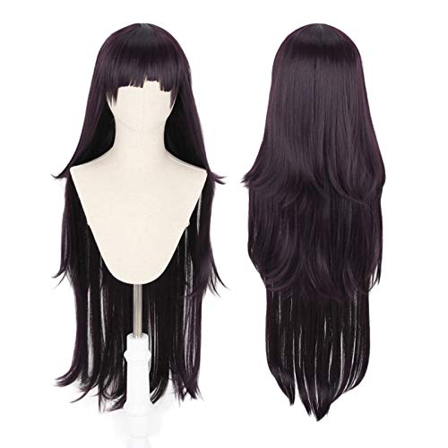 PWEINCY Mikan Tsumiki Cosplay Wig, 39 Inches Long Layered Dark Purple with Bangs