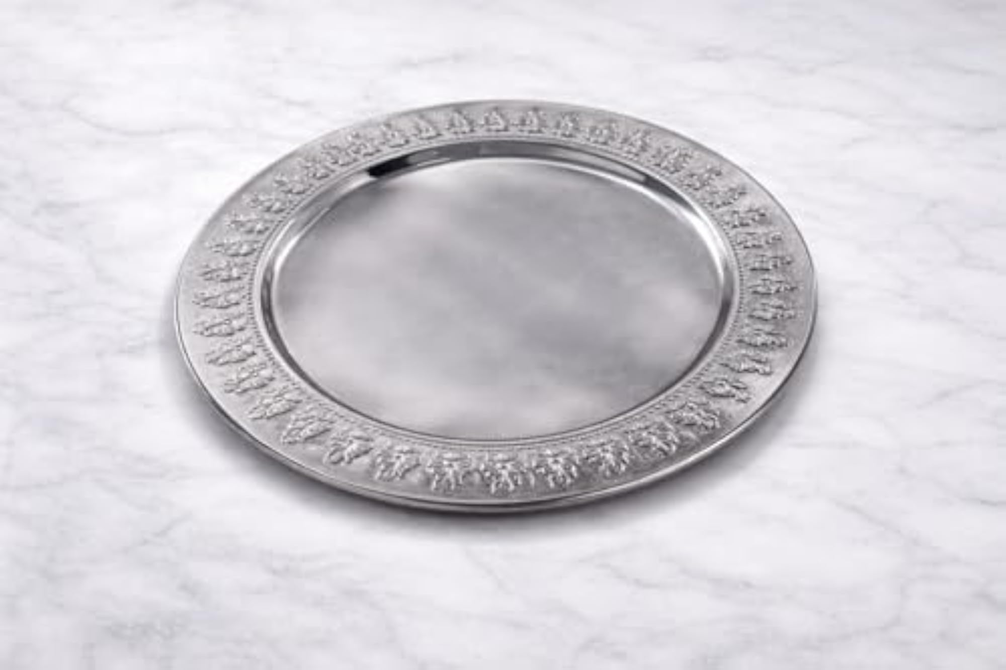 Decorative Dinner Base Plate with Floral Embossing