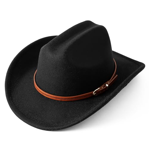 JOYEBUY Vintage Wide Brim Felt Girl Boy Cowgirl Cowboy Hat for Kids Wide Brim Western Cowgirl Hat