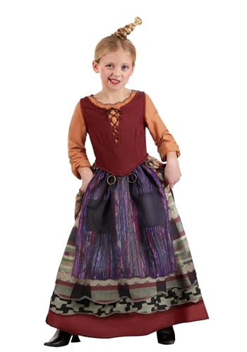 Girls Deluxe Disney Hocus Pocus Mary Sanderson Costume Dress | Halloween & Themed Party | One Piece Witch Sister Outfit Medium
