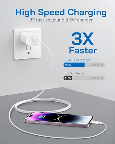 Image of iPhone USB C Charger, Type C Wall Charger for 15 14 13 12 11 Charger Fast Charging 20W Power Adapter for iPhone 15 /14 /14 Pro /14 Pro Max /14 Plus /13 /12 /11, XS /XR /X, iPad, Samsung, Nothing, CMF, More