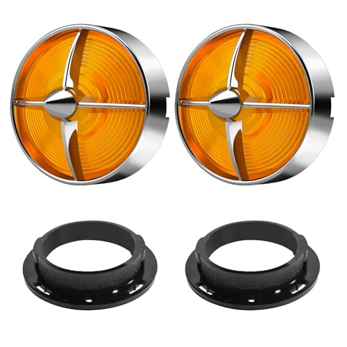FATECIM 3 1/4" Turn Signal Light Covers Turbine Replacement Amber Lenses Screw-in Style for Harley Touring Road Glide Road King Electra Glide Heritage Softail Fatboy Softail Springer Chrome Bezel