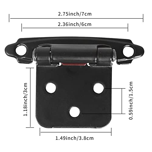10Pack 5Pairs 1/2Inch Overlay Cabinet Door Hinges Kitchen Cabinet Hinges Matte Black Semi-Concealed Hinges Self-Closing Cabinet Hinges W/ Silicon Bumpers & Upgraded Screws #TOP1