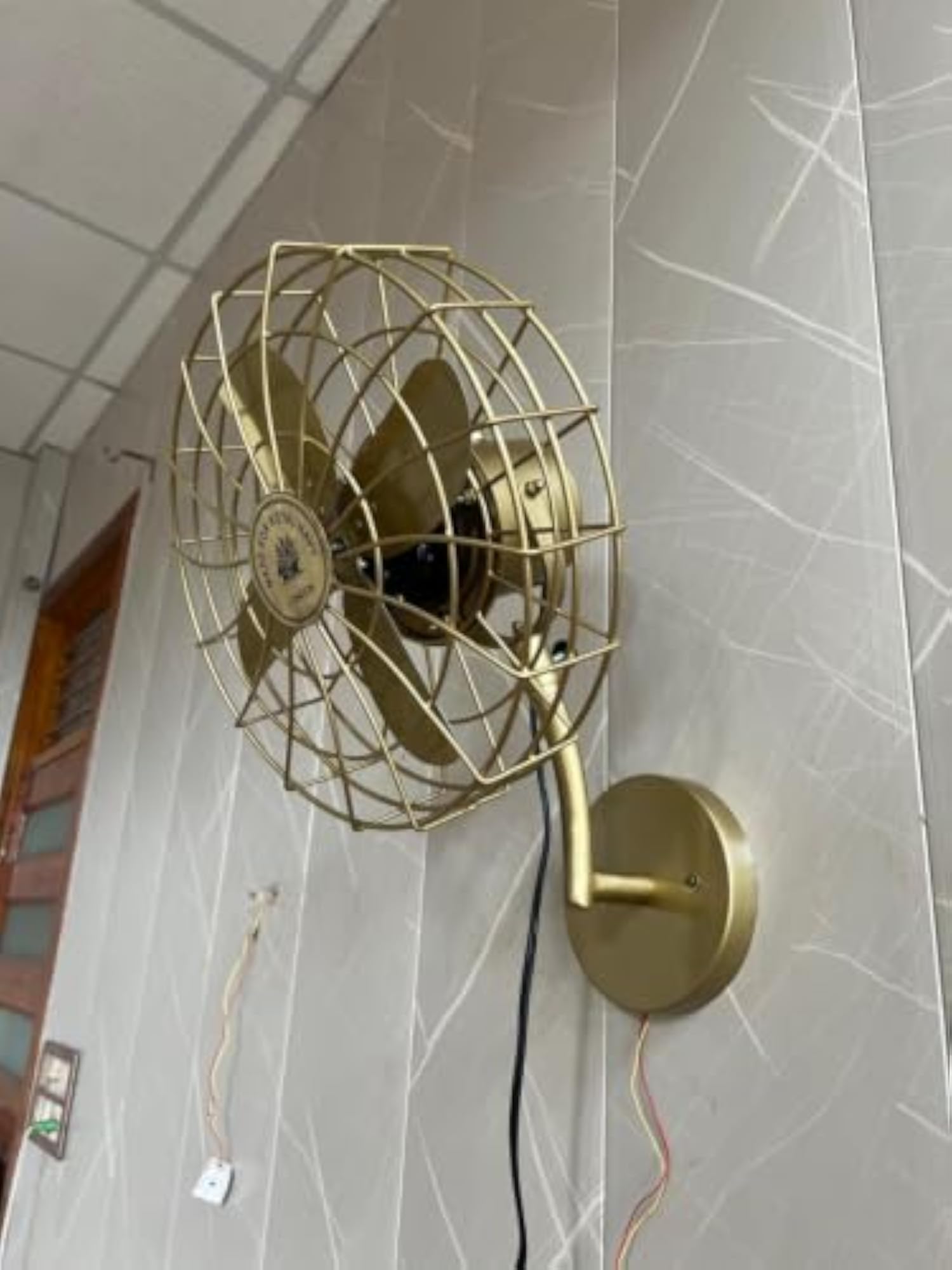 Royal Navy Style Brass Wall Mounted Fan, Nautical Design