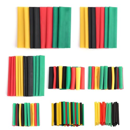 iLamvie 164PCS Schrumpfschlauch,Isolierung Schrumpfschläuche,Electrical Wire Kabel Wrap Sortiment Elektrische Isolierung Tube Kit(gelb,rot,schwarz, grün)