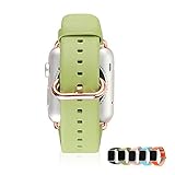 Apple Watch Band,iSank Premium Leather Replacement Strap Wrist Band [Come with Rose Gold Modern Buckle and Metal Clasp] for Apple Watch & Sport & Edition 38mm-Green