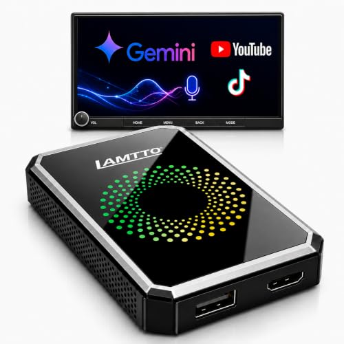 LAMTTO Wireless CarPlay and Android Auto Adapter with Gemini AI,YouTube