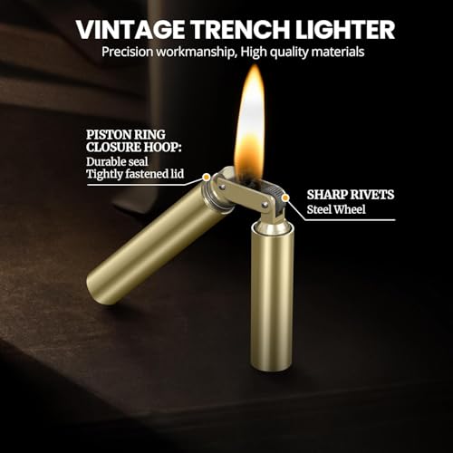 2er Set Sailors Lighter Vintage Benzinfeuerzeug – Schlankes Retro Feuerzeug (Gold & Silber), Geschenke für Männer, ohne Benzin