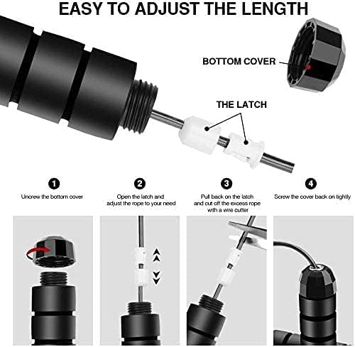 Shopeleven Durable Black Bearing Jump Rope with Adjustable Length and Ergonomic Handles for High-Speed Training 1